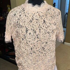Zara Lace Floral Blouse in Soft Pink